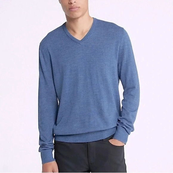 Calvin Klein Other - Calvin Klein Merino Wool Men’s V-neck Blue Sweater XL Extra Large